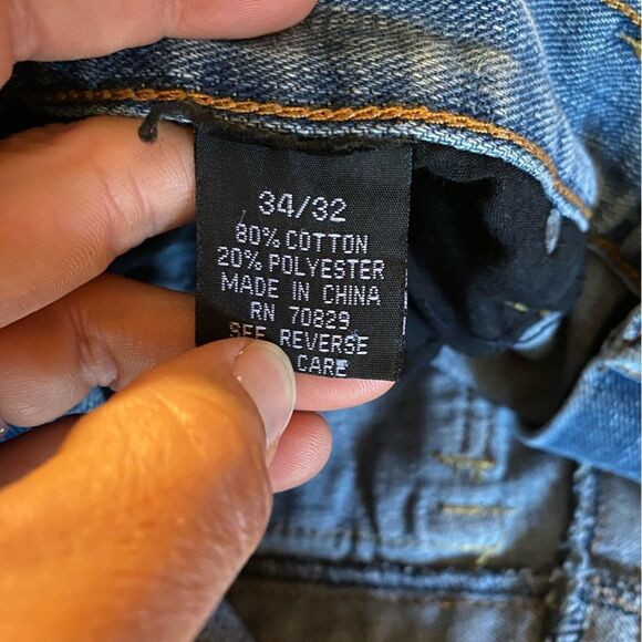 CARBON vintage 34 x 32 button flap pocket distressed straight leg jeans - Picture 6 of 8